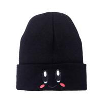 Anime animacinis filmas Mielas veidas Akys Kawaii Kirby Hat Cosplay Išlaikykite šilumą megztos kepuraitės juoda