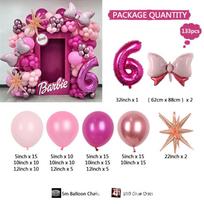 Rožinė Barbie serija Lankas 32 colių Rožinė Gimtadienio Tema Mergaitė Valentino Diena Interjero Dekoravimo Rinkinys Set 6