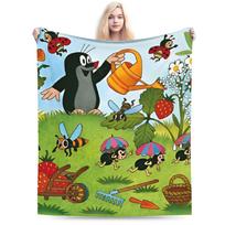 The Little Mole Fleece Blanket Cartoon Christmas Xmas Awesome Throw Blanket for Home Hotel Sofa 150*125cm Bedspreads Size: 75*100cm, Weight: 230 GSM black