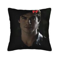 Pillow Cover Damon Salvatore The Vampire Diaries Funny Pillow Case For Wedding Party Home Decor Pillowcases Peach skin 18*18(CM)-1Pcs
