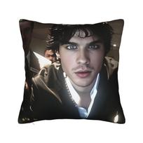 Pillow Cover Damon Salvatore The Vampire Diaries Funny Pillow Case For Wedding Party Home Decor Pillowcases Peach skin 18*18(CM)-1Pcs gray