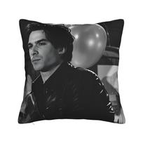 Pillow Cover Damon Salvatore The Vampire Diaries Funny Pillow Case For Wedding Party Home Decor Pillowcases Peach skin 18*18(CM)-1Pcs