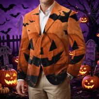 Men's Corduroy Business Casual with Halloween Print XXXXL geltona