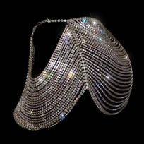 European and American Sexy Hot Girl Hollow out Chain on Neck Chest Necklace Personality Trend Body Chains Metal Aluminum Zipper gray