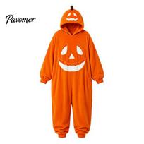 Gift for Pumpkin Lovers Halloween Onesie Pajamas Adults, Plush One Piece Holiday Hooded Fleece Costume, Oversized Loose Loungewear Soft Homewear S oranžinė