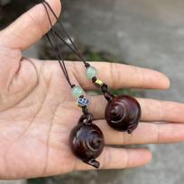 Pixiu God of Wealth Rosewood Carved Handgrip Pendant Ornament Gift gray