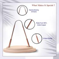 Nurpi Heavy Copper Tongue Scrapper for Oral Health with Heavy Handle for Better Grip Pack of 3 white