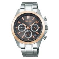SEIKO SELECTION SBTR026 Men's Quartz Chronograph Watch, Brown Dial black