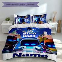 3pcs Custom Name Astro Bot Set,Includes 1 Duvet Cover and 2 Pillowcases,All-season Bedroom Decor 140cmx200cm white