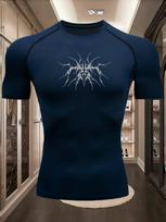 Mens Compression Short Sleeve T-Shirt Black Splatter Tribal Graphic Quick Dry Breathable High Elasticity Gym And Running Athletic Top 3XL gray