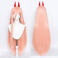 Power Cosplay perukas Anime grandininis pjūklas vyras Cosplay rožinė oranžinė seksualus ilgų plaukų pluošto sintetinis perukas + nemokama dovanos galvos apdangalas + peruko kepurė Wig&Headwear beige