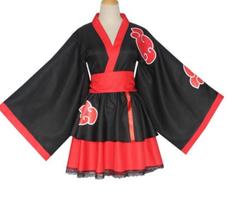 Suaugusiųjų japoniškas kimono Cosplay Akatsuki debesų raštas Uchiha Sasuke Hyuga Hinata Lolita kostiumas suknelė moterims Helovinas M black