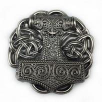 Zinc Alloy Gothic Thor's Hammer Belt Buckle - Punk Boy Perforated Fashion Trend antikinės sidabrinės spalvos