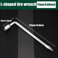 Car Spare Tire Lug Wrench,Slotted End Socket Repair Tool,Tire Replacement Tool (Silvery),L shaped socket wrench car wheel black