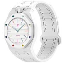 Integruotas dvyliktos valandos pusės magnetinis silikoninis laikrodžio dirželis For Swatch Royal Pop balta