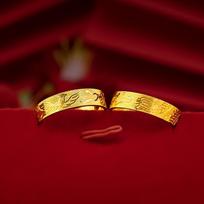 24K AU999 pure gold carved dragon and phoenix auspicious ring - gold jewelry for couples 11 brown