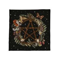 Tarots Tablecloth Altars Cloth Star Plant Pattern Astrology Tablecloth Divinations Card Cloth Tapestry Wall Decoration B 60x60cm black