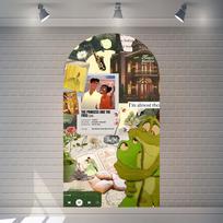 Princesė ir varlė Tiana Arkos Fonas Mergaičių Gimtadienio Šventės Dekoracija Kūdikio Sutiktuvių Dekoravimo Rekvizitas Tampri Medžiaga 1.6x3.9ft(50x120cm)