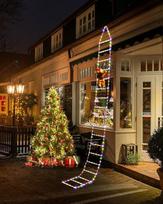 Christmas Climbing Santa String Lights - Decorative Ladder for Tree or Home RGB Magic Color USB Remote 2m 8 Rungs brown
