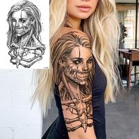 Juodos didelės rožės gėlės laikinos tatuiruotės moterims suaugusiems Henna Kaukolė Kompasas Gyvatės gėlė Netikros tatuiruotės lipdukas Kojų tatuiruotės Šlaunys white