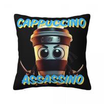 Cappuccino Assassino Italijos smegenų puvimo kvadratinė pagalvės užvalkalas Poliesterio dekoratyvinė pagalvė Individualus pagalvės užvalkalas 66x66cm 26x26in