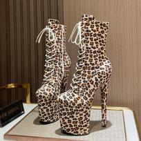 20CM Itin aukštakulniai leopardo rašto seksualių naktinio klubo stulpo šokio plius dydžio batai 43 beige