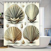 Vibrant Sea Shell Print Shower Curtain for Bathroom Decor 180cm X W235cm / 72inch X H92inch Waterproof Fabric Various Colors Ava 90x180cm gray