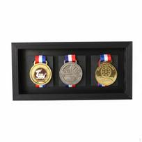 Medalių vitrina Sieninis arba pastatomas Atsparumo renginių dėklas Apsaugotas nuo dulkių skirtas 3 Medals juoda