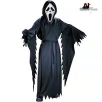 Helovino demono vaiduoklio kostiumas Vyras Moterys Suaugęs Juodas Riksmas Mirtis Demonas Grim Reaper Cospaly Drabužiai su kauke Žaidimo kostiumai Free size Kid black