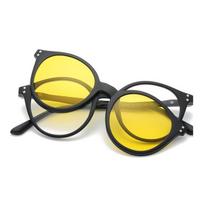 5 in 1 Magnetiniai Saulės Akiniai Moterims Prisegami Akiniai Vyrams Apvalūs Korekciniai Optiniai Skaitymo Akiniai Vairavimo Saulės Akiniai F +5.0 yellow