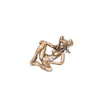 Brass Ponytail Girl Figurines Miniature Retro Desktop Ornaments Metal Character Model Home Decor Accessory beige