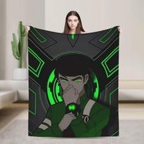 Ben 10 Omnitrix Unleashed Flanelinis pledas Minkštas patvarus užtiesalas namų dekoravimui Lėktuvo kelionė Lovatiesė Sofa-lova uždangalas 130x150cm black