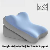 Care Cushion, Turning Aid, Memory Foam Back Support Cushion for Sitting Up in Bed, 2pcs Set of Adjustable Bed Wedge Pillows for Comfortable Support gray