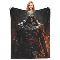 A-Assassins Creed Knitted Blanket Velvet Action Adventure Soft Throw Blanket for Bedroom Sofa Bedspread Size: 75*100cm, Weight: 230 GSM