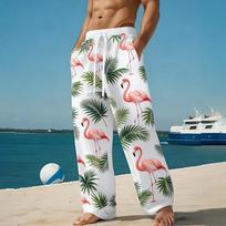 Men's 3D Flamingo Printed Baggy Casual Trousers,  Elastic Drawstring Waist with Pockets, for Spring Summer Home Outdoor Vacation 4XL dramblio kaulas