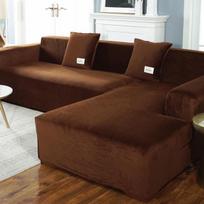 Elastingi sofos užvalkalai Šezlongas, skirtas svetainei Aksominis kampinis fotelis Elastinė pagalvėlė Kušetės baldai 3 vietų užvalkalas 2seats 145-185cm-1pc raudonai ruda