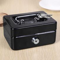 Mini saugos dėžutė Mažos kasos dėžutės su raktų užraktu Buitinė nešiojama metalinė pinigų dėžutė Rakinama grynųjų pinigų seifas juoda