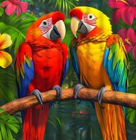 Vibrant Tropical Parrots Waterproof Shower Curtain - Colorful Jungle Design, High-Quality Fabric, Durable and Stylish Decor W140XH200cm red