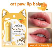 1pc Cat Paw Orange Moisturizing Lip Balm, Long-Lasting Hydration And Nourishment, Fades Lip Lines, P One Size yellow