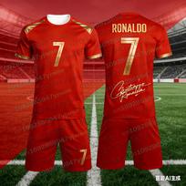 Specialus leidimas Ronaldo Nr. 7 Futbolo Marškinėliai Šortai Rinkinys Moterims Vyrams Sportinė apranga Harajuku Vasaros Laisvalaikio Vaikų Marškinėlių Rinkinys 2 dalių Rinkinys 120