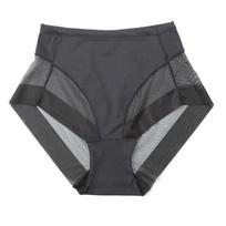 Women Mid Waist Sheer Mesh Ultra Thin Tummy Control Comfortable Big Size Panties XXL juoda