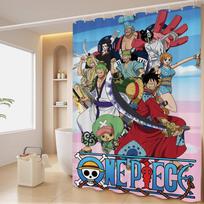 Anime O-ONE P-PIECE Dušo užuolaida Lauko peizažas Vasaros atostogos Vonios kambario dekoras Šventinė poliesterio vonios užuolaida su kabliukais 120x180cm