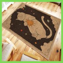 Sleepy Cat Carpet Black White Cat Carpet Illustration Oil Painting Style Cat Living Room Bedroom Carpet Door Mat Decoration Rug 120x160cm