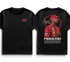 Lewis Hamilton Ferrari lenktyninio automobilio grafikos marškinėliai Vyrams Moterims Medvilniniai Laisvalaikio Per dydį Gatvės Hip Hop Trumpomis Rankovėmis Moteriški Vyriški Drabužiai S brown