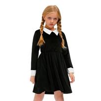 Trečiadienės Adams Mokyklinės Uniformos Suknelė Poliesterio Cosplay Kostiumas Mergaitėms Black Dress,140-150cm black