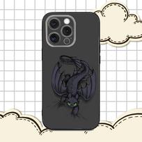 Animacinis T-Toothless dėklas telefonui iPhone 16e,16,15,14,13,12,11,Pro,X,XS,Max,XR,Plus,Mini Minkštas juodas dangtelis iPhoneXSMAX