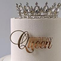 My Queen Happy Birthday Cake Topper Gold Silver Lady Birthday Cupcake Topper for Mother's Day Birthday Party Cake Decorations