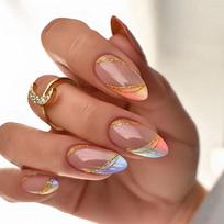 24Pcs Detachable Acrylic False Nails Press On Nail Cute Cherry French Almond Wearable Artificial Fake Nails Full Cover Nail Tips