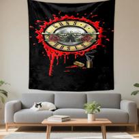 Tapestry Guns N Roses Bullet Logo Blood Splatter Hard Rock Band Wall Hanging for Rock Music Lover Room Decor 130x150cm(51x59in)