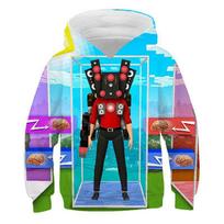 Autumn 3D Game Skibidi Toilet Printing Hoodies For Children Fashion Streetwear Hooded Sweatshirts Harajuku Cool Clothing 130 blue